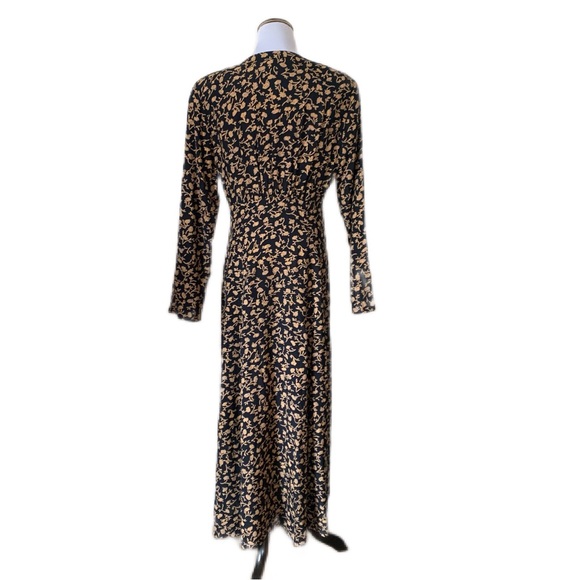 Hugo Buscati SZ 14 Vintage Brown/Black Floral MIDI Dress - Picture 6 of 14